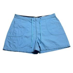 St John’s Bay Cotton Denim Shorts Flap Back Pockets Island Blue Sz 16 NWT